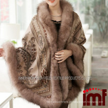 Cashmere e Fox Fur Trim Cape Moda coreana online Shop Poncho